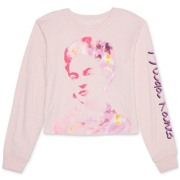 Frida Kahlo Tops - Frida Kahlo Pink Watercolor Graphic T-Shirt